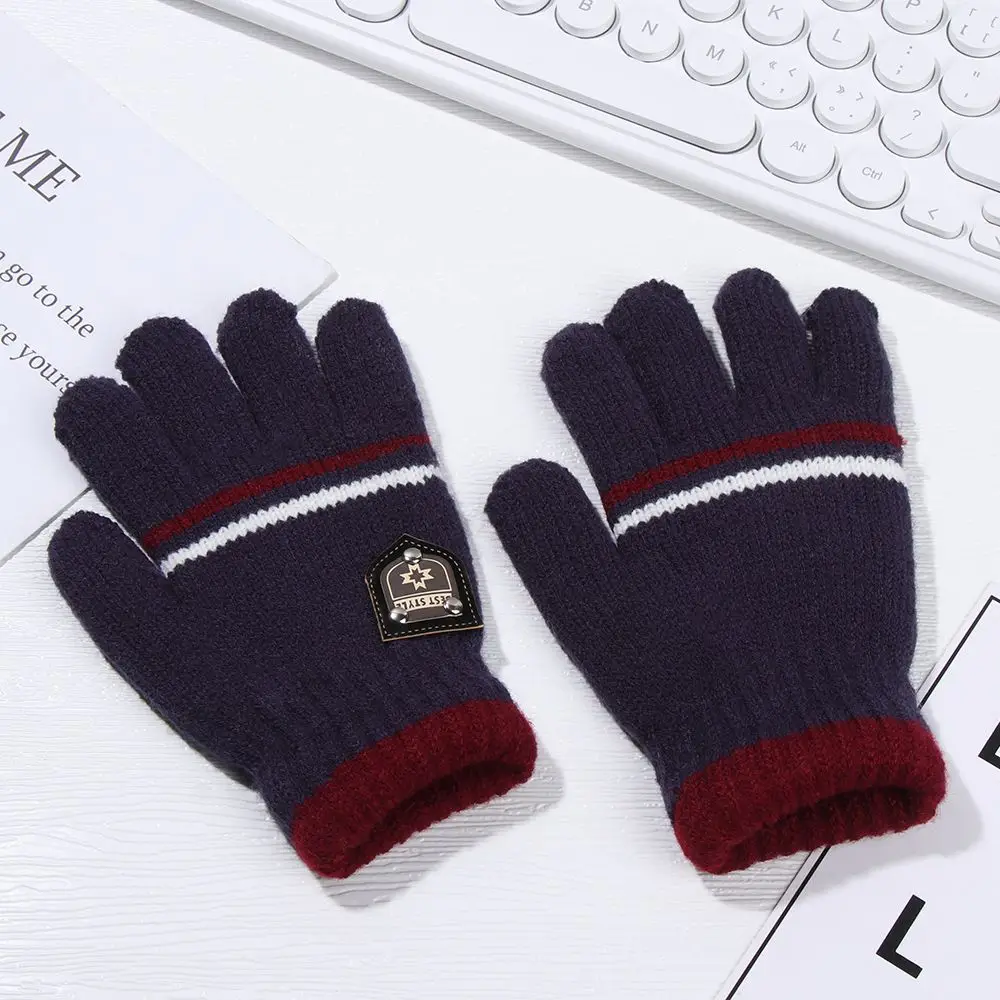 Kids Gloves Winter Full Finger Gloves Knitted Soft Children Mittens for 6-12Y Boys Girls Gloves Thick Keep Warm Autumn Glove