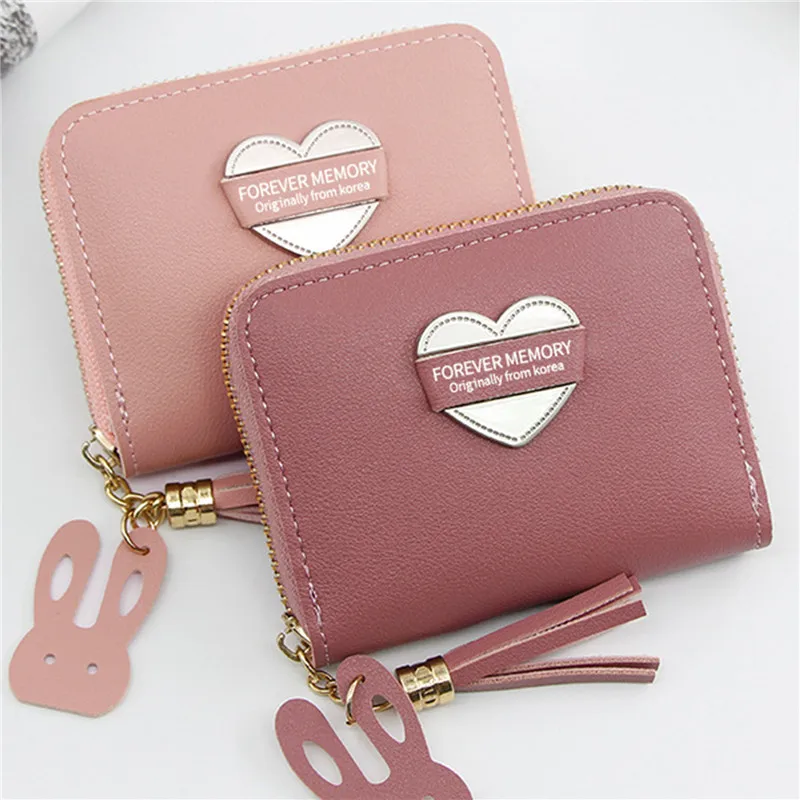 

Женский кошелек Love, простой роскошный короткий кошелек на молнии, винтажный дизайнерский клатч из искусственной кожи, кошелек с кармашком для карт