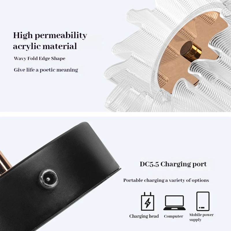 알루미늄 USB 충전식 테이블 램프, LED 크리스탈 눈 보호 데스크 램프, 터치 디밍 야간 조명, 분위기 장식 조명