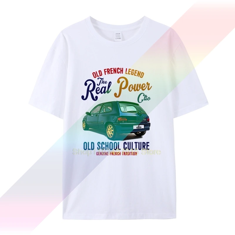 Vintage French Car Williams Clio 1 Nuova Maglietta In Cotone