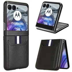 Sleek PU Leather Card Holder Lightweight Protective Phone Case for Motorola Razr 70 (Black)