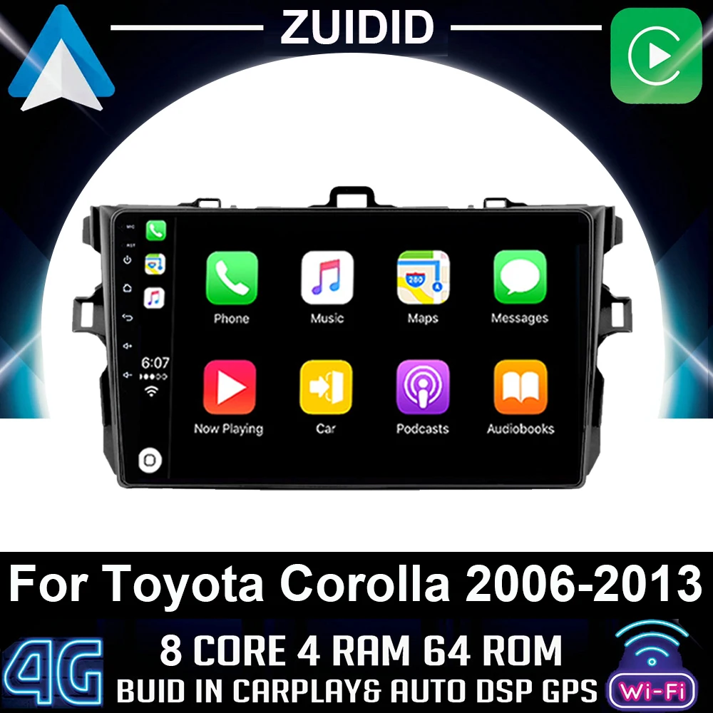

9" Android Car Stereo Radio for Toyota Corolla E140/150 2007 2008 2009 2010 2011 2012 2013 Multimedia Player 2 Din DVD Speakers