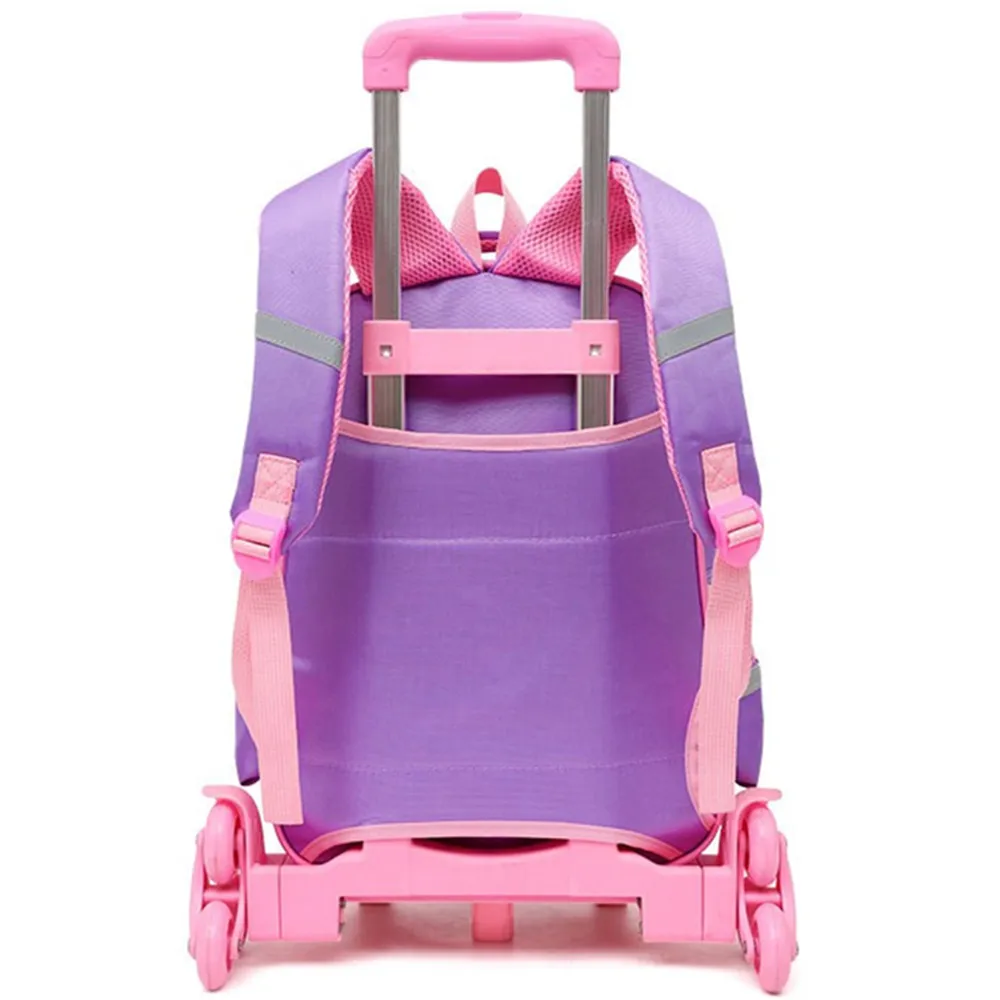 Removable School Backpack Trolley 2/6 Wheel Girl Travel Bag Waterproof Children Schoolbag Fashion Boys Kids Luggage Cartoon Case