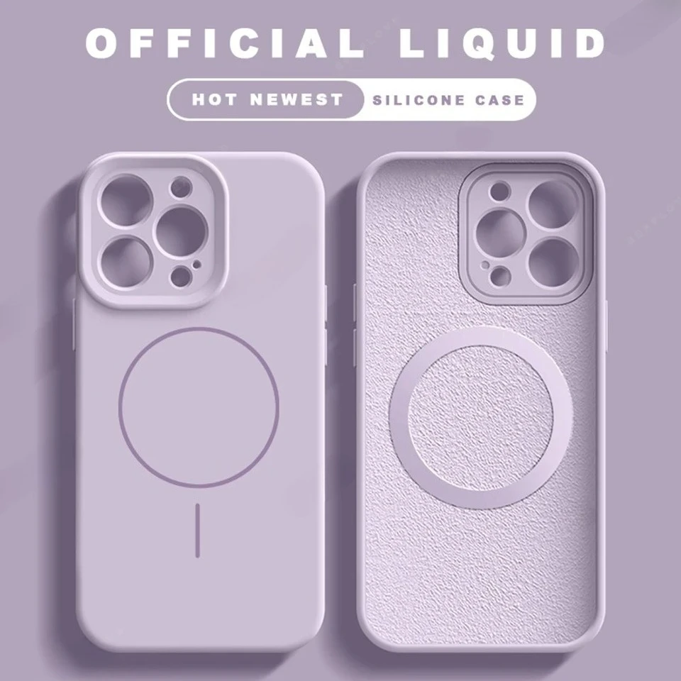 Liquid Silicone Magnetic Phone Case with Lanyard and Magsafe Charging Capability