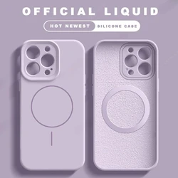 Liquid Silicone Magnetic Phone Case with Lanyard and Magsafe Charging Capability - iPhone 15 Plus (Purple)