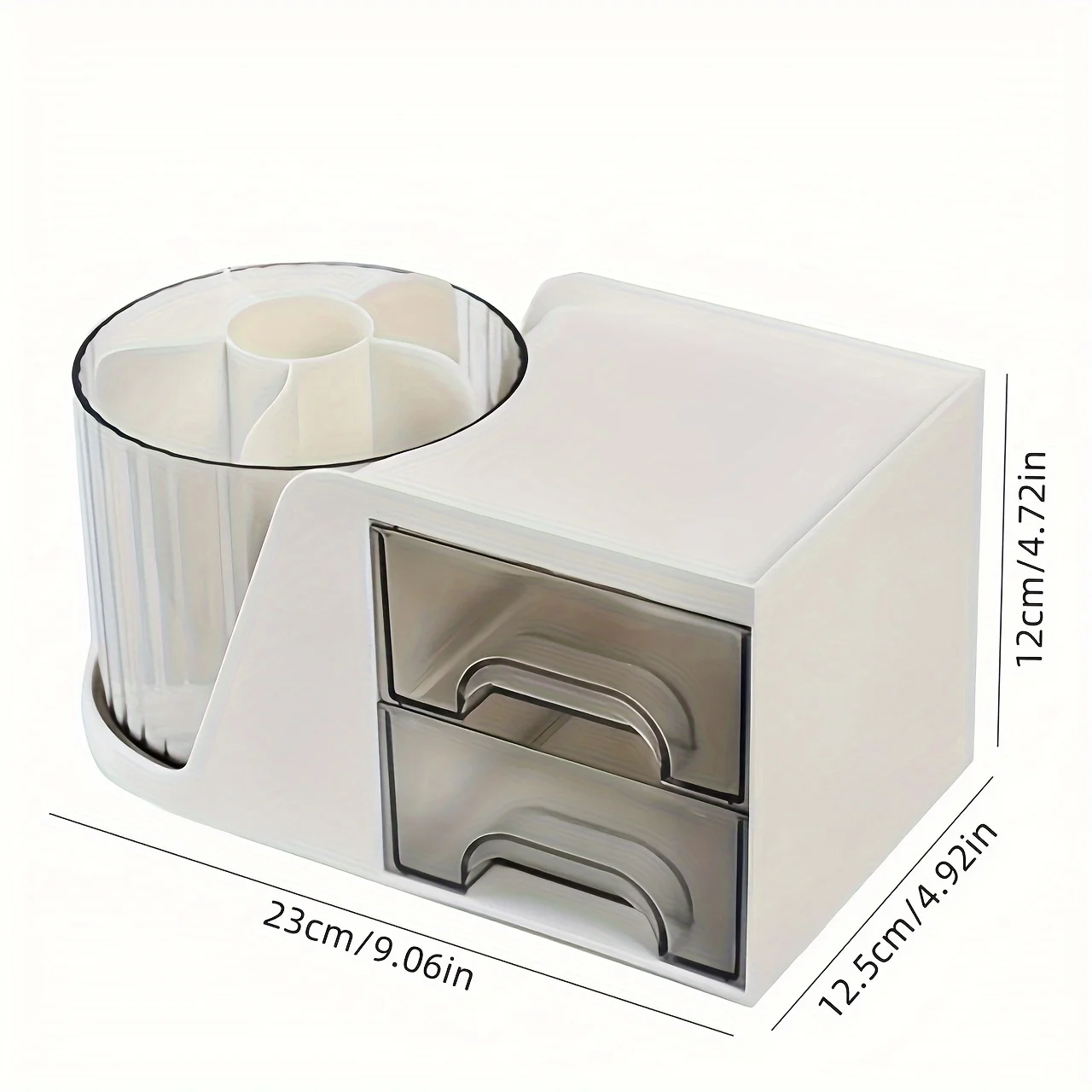 1pc 360-Degree Rotating Desk Organizer with Drawer - PET Pen Holder & Stationery Storage Box  multifunctional makeup storage box 6