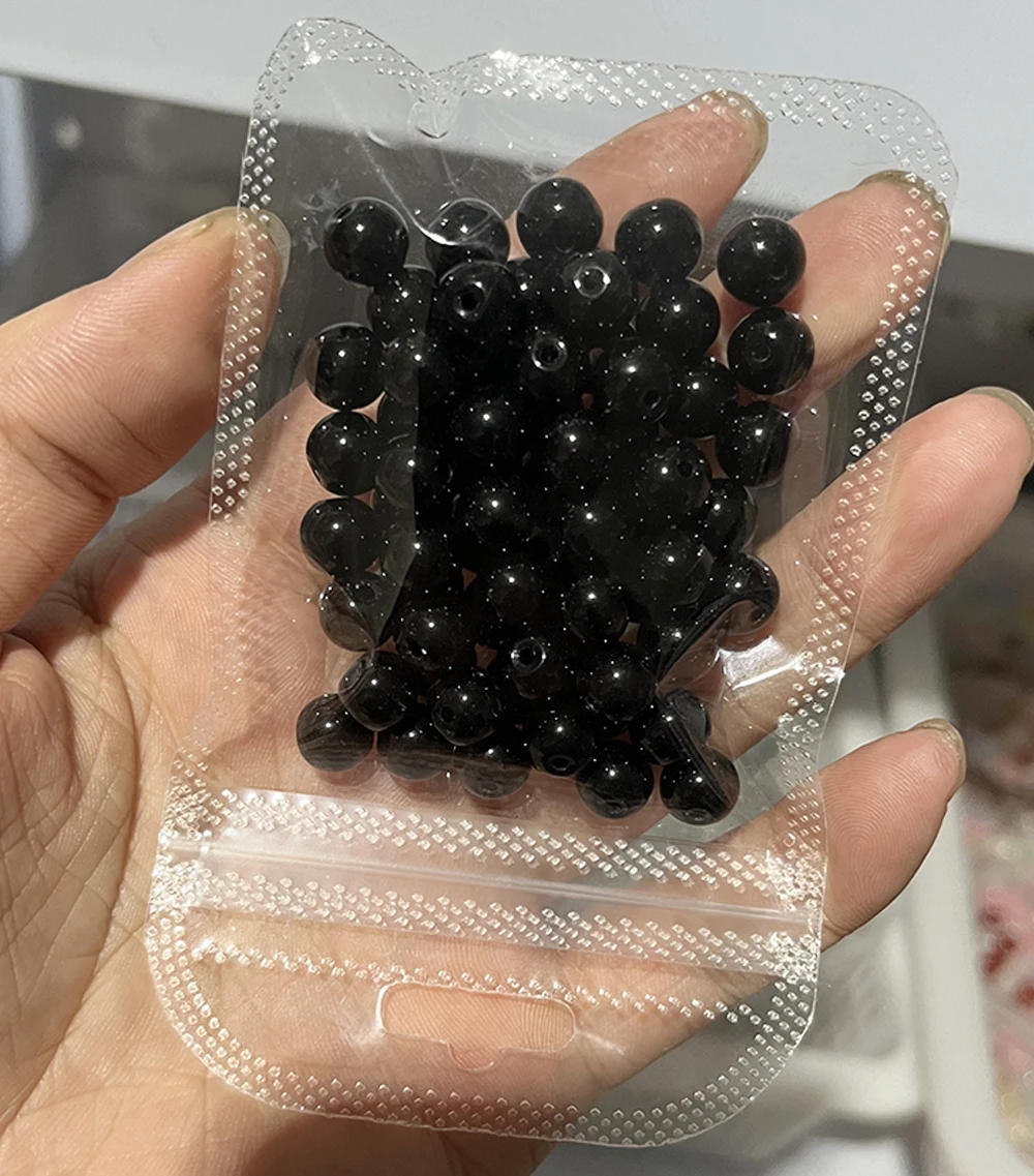 60pcs 8mm Round Glass Beads Classic Simplicity Beautiful Loose Beads Diy Bracelet Necklace Jewelry Handmade Beads Accessories