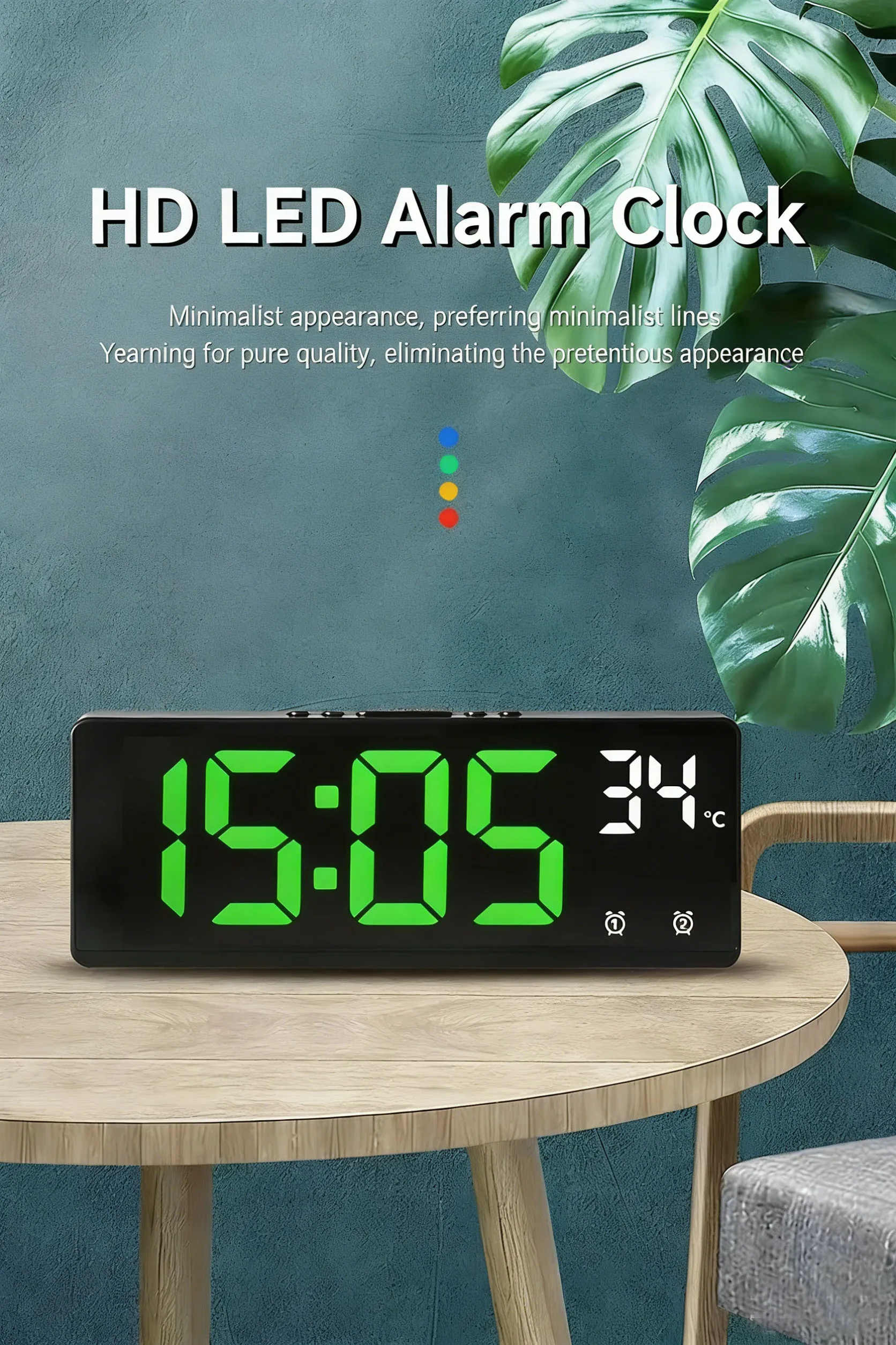 Voice Control Digital Alarm Clock Temperature Dual Alarm Snooze Desktop Table Clock Night Mode 12/24H LED Clock Watch Desk