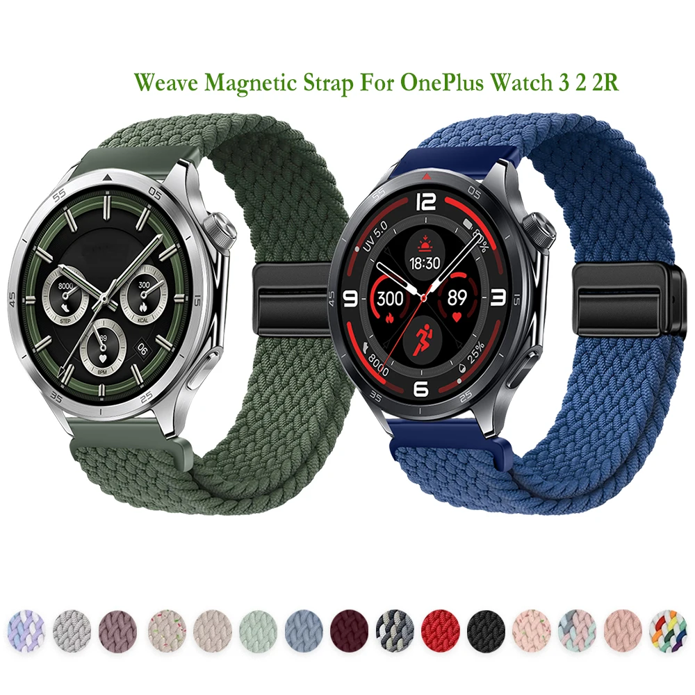 22mm Nylon Weave Magnetic Buckle Band for OnePlus Watch 3 2 2R Men Women Soft Adjustable Bracelet for OnePlus Watch 3 2 2R 22mm