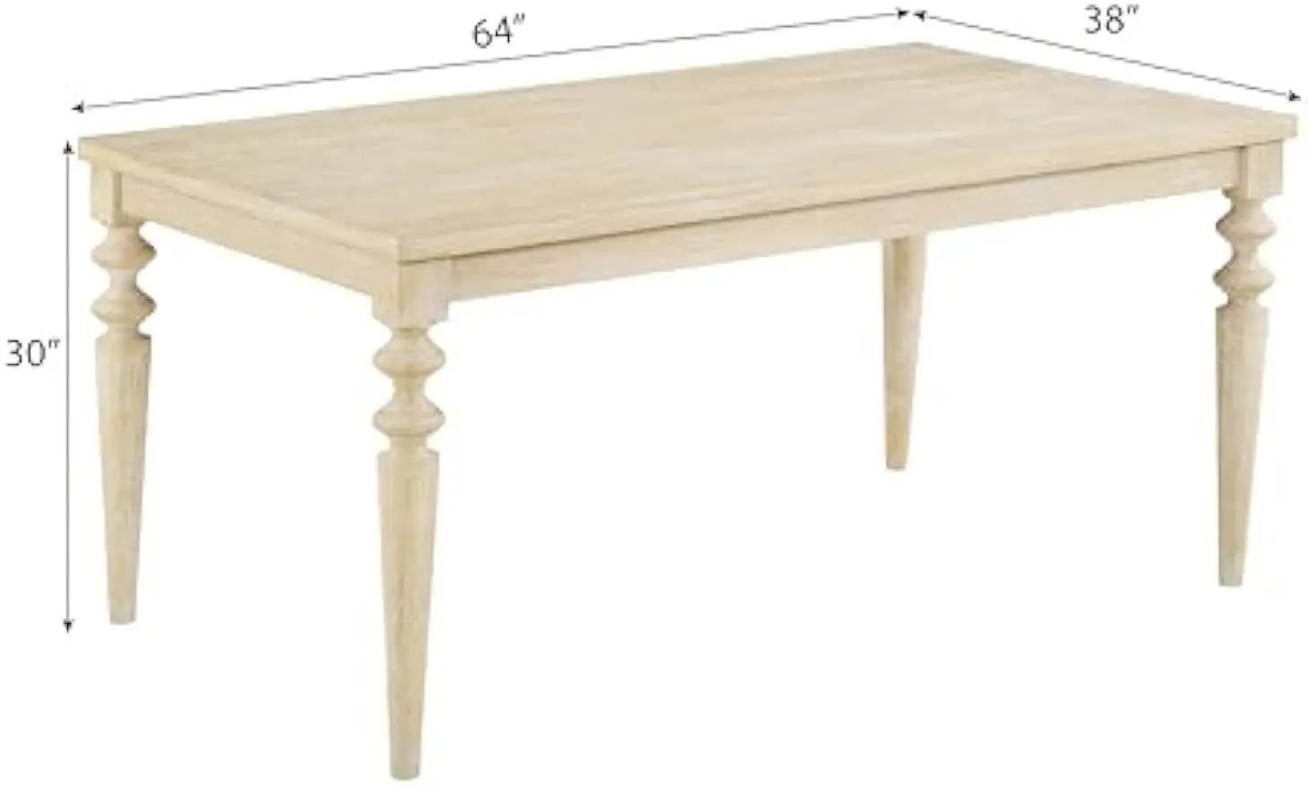 Amonia Urban Style Wired White Finish Wood Turned-Leg Dining Table