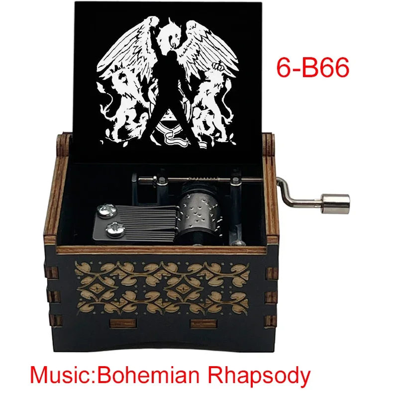 Bohemian Rhapsody Black Music Box Hand-operated Type Metal Movement Study Desk Decorative Ornaments Holiday Gifts