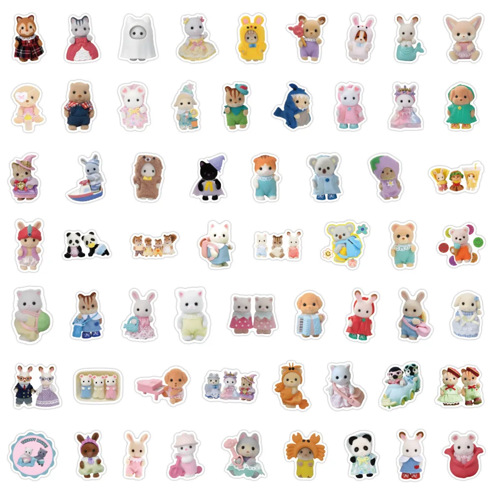60/120pcs Calico Critters Stickers Laptop Scrapbook Decoration Graffiti Decals Skateboard Laptop Waterproof Sticker Toys Decor 5