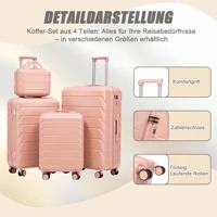 Ensemble de valises HOUSE SPOLE ABS avec serrure à combinaison et roulettes pivotantes à 360 degrés, avec trousse de toilette 6