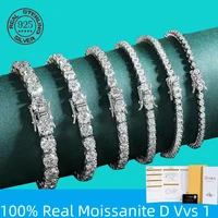 Bracelet de Tennis rond Moissanite D VVS1, prix d'usine, Original, plaqué argent Sterling S925, or 18 carats avec GRA pour femmes et hommes 1