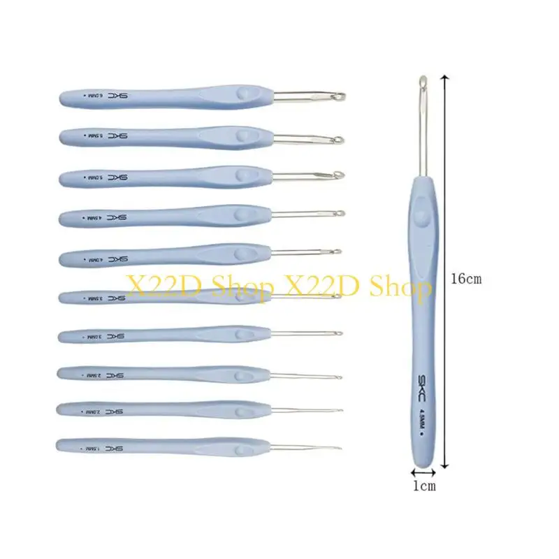 뜨개질을 하는 사람을 위한 X22D 크로셰 뜨개질 후크 세트 10 사이즈 크로셰 뜨개질 바늘 소프트 핸들 뜨개질 후크