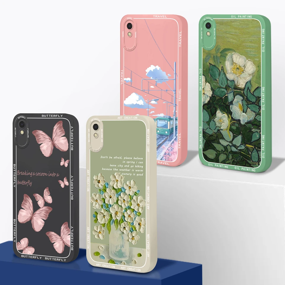 Beautiful Flower Phone Cases For Xiaomi Redmi 9A 9AT 9C 9 9 Prime Soft Silicone Back Cover For Redmi 9 Shockproof Coques Fundas