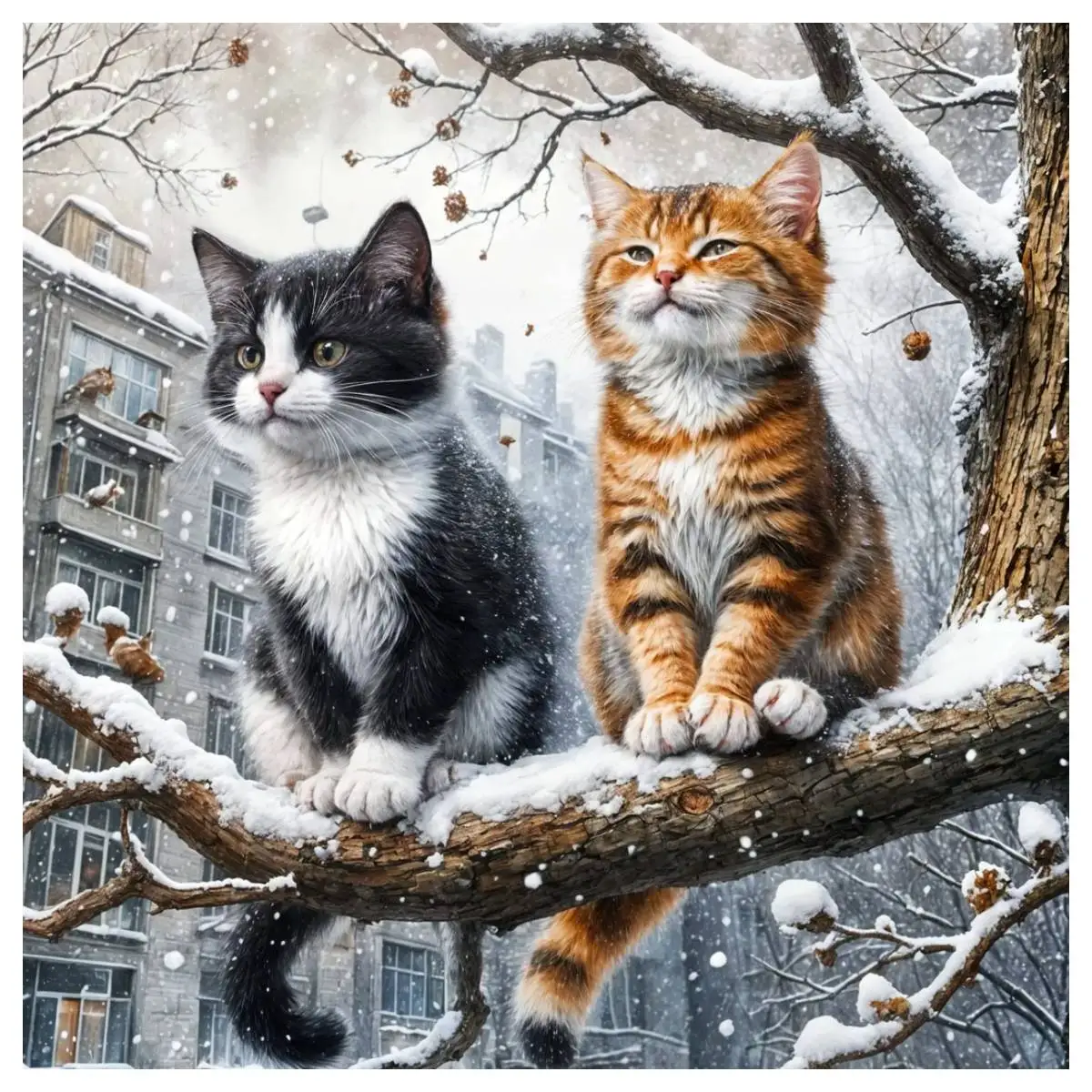 Zwei Katzen Kreuzstich-Set DIY 11CT/14CT Stickerei als Geschenk, Stickset mit Öko-Baumwollfaden
