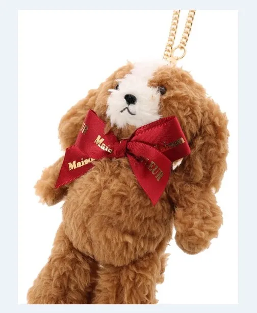 Japanese Style New Fashionable Plush Puppy Dog Handbag Pendant Cute Cartoon Bag Charms Bow Doll Ornaments