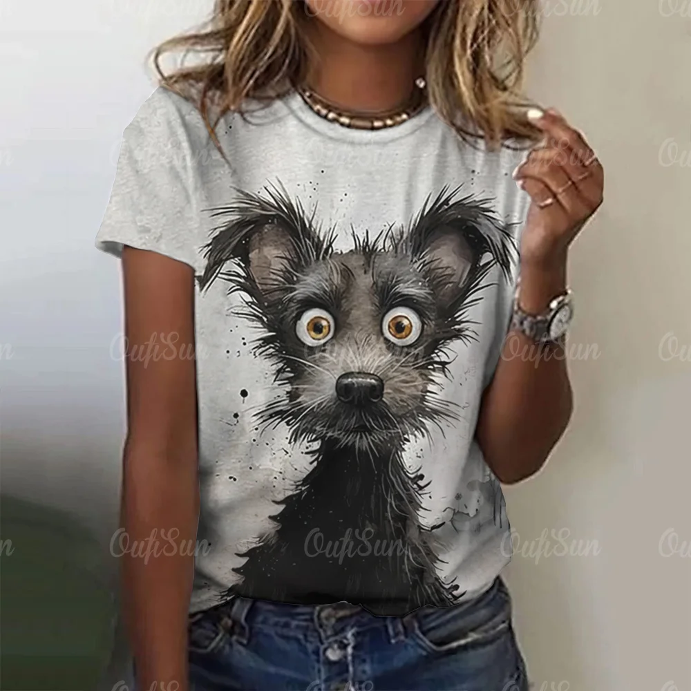 Summer Women's T Shirt Funny Animal 3d Print Oversized Clothing Fashion Crew Neck Casual Short Sleeve Pullover Female T-Shirts