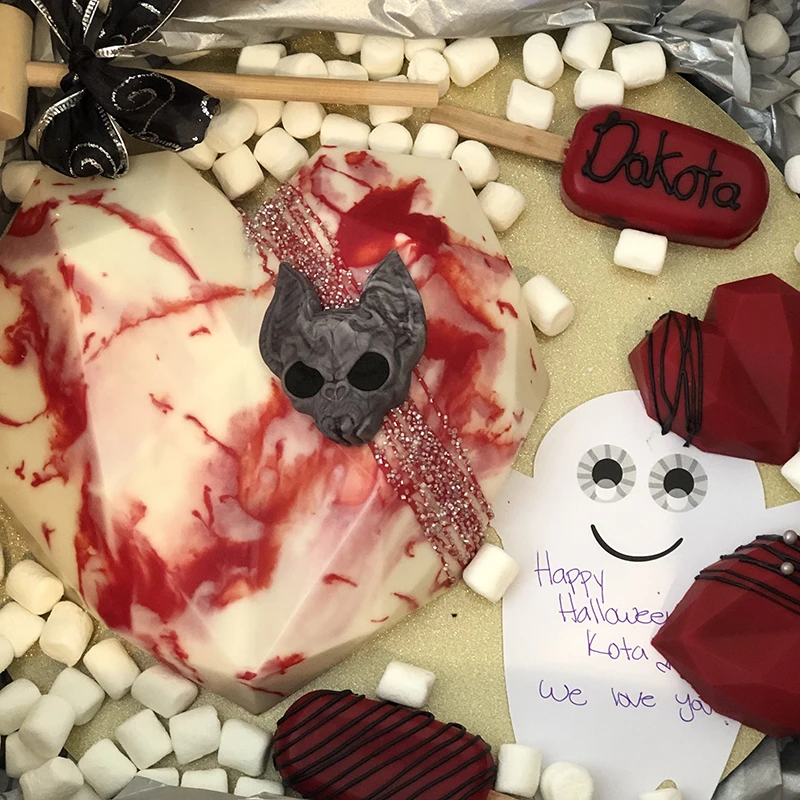 3D Schädel Silikon Form Anhänger Nightmare Before Christmas Bat Crow Head Mirro Rahmen Molde Calavera Craneos Halloween Form Werkzeuge – Detail 1