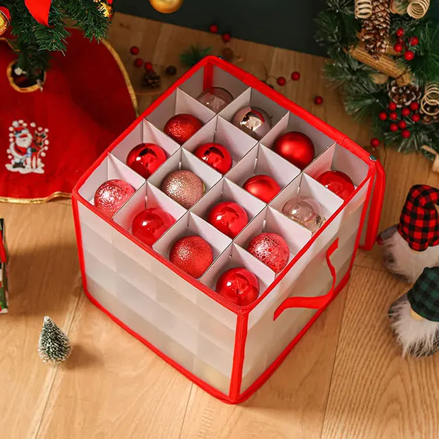 Boîte de rangement de tri de boule de Noël avec couvercle, 64 grilles,  décoration d'arbre de Noël, décor facilement ble, 2023 facilement bles -  AliExpress