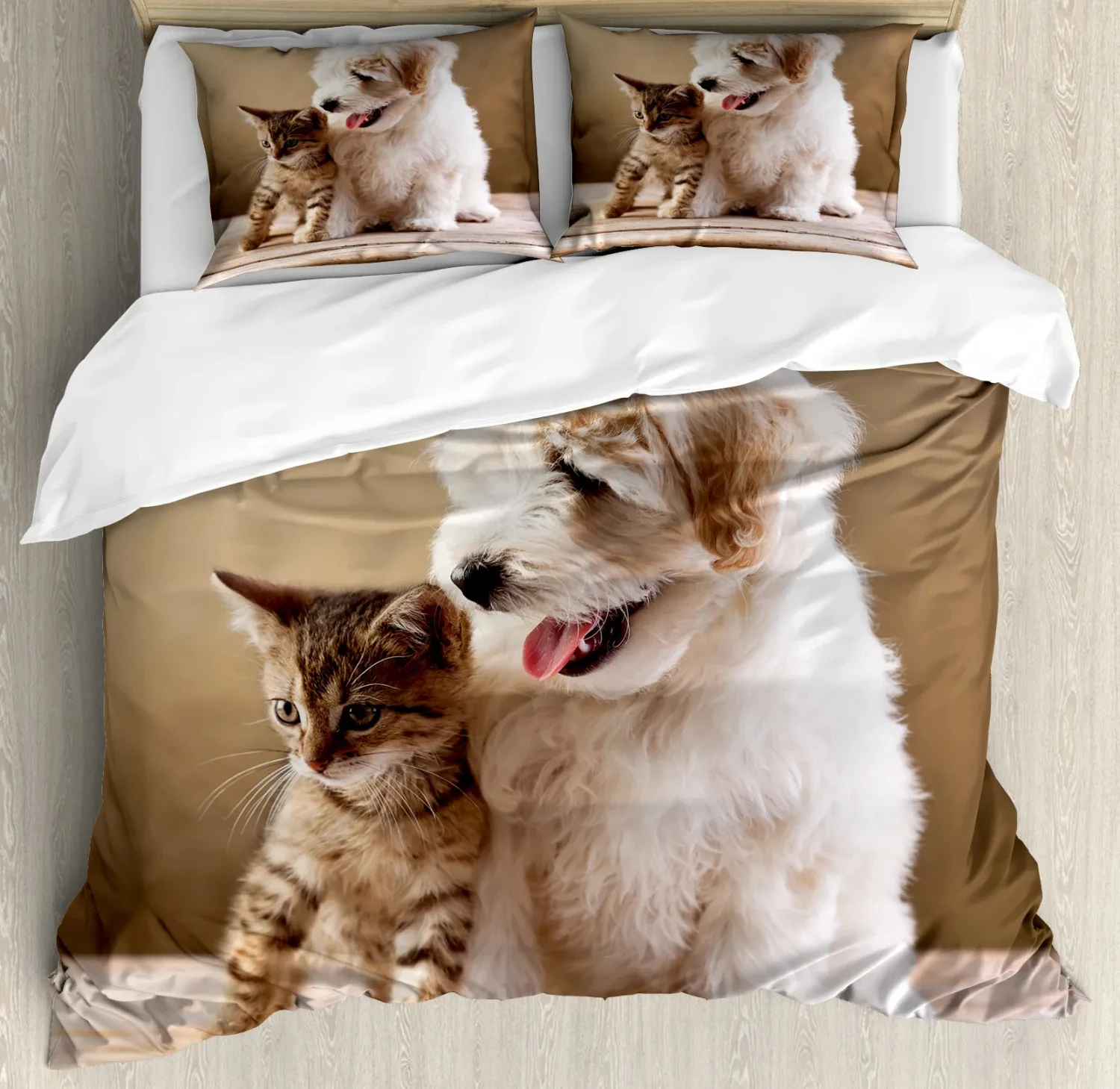 

Kitten Cat Duvet Cover Cute Animal Comforter Cover Microfiber Pet Bedding Set Single/King/Queen for Girls Boy Kids Bedroom Decor