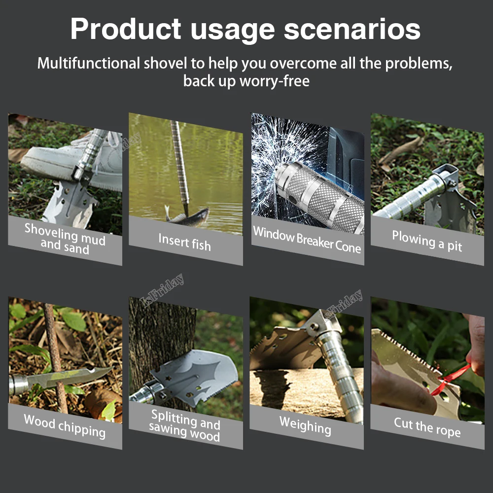 Military Tactical Multifunction Shovel Outdoor Nuggets Tools Camping Survival Folding Spade Tool Car Equipment Snow Shovel Set 6
