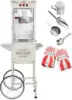 Midway Movie Theater-Style Popcorn Machine Maker with Cart and 10-Ounce Kettle - Cream, Vintage-Style Popper on Wheels 3
