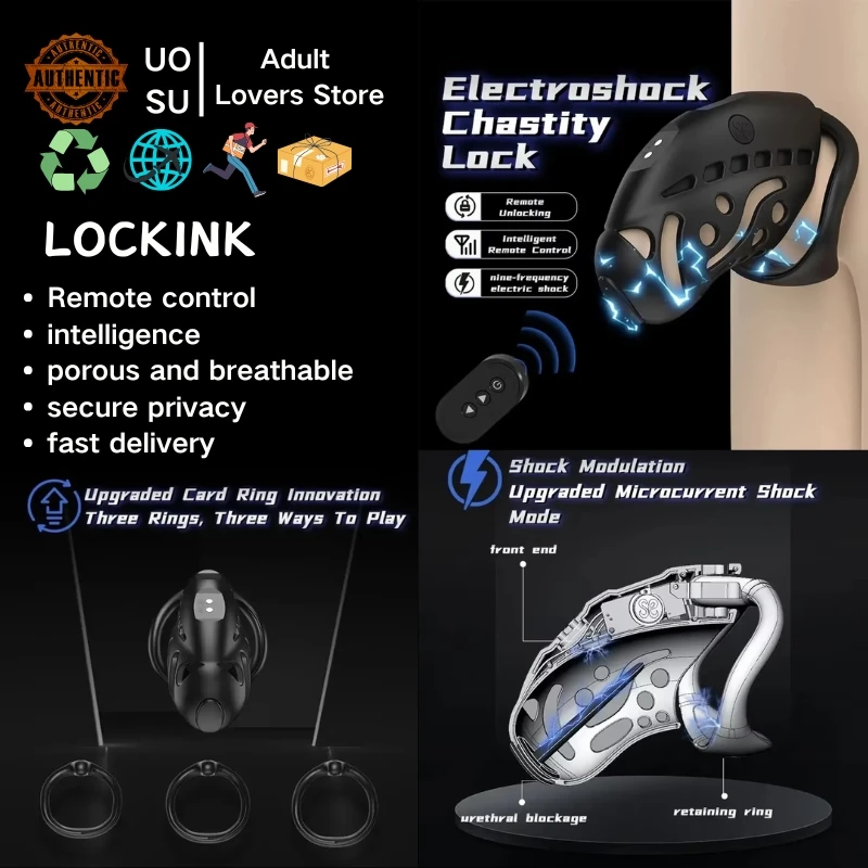 Male Chastity Cage Remote Control 9 Shock Modes Lightweight ABS IPX6 Waterproof 3 Sizes Rings Removable Urethral Plug penis chastity cage chastity lock sex toy