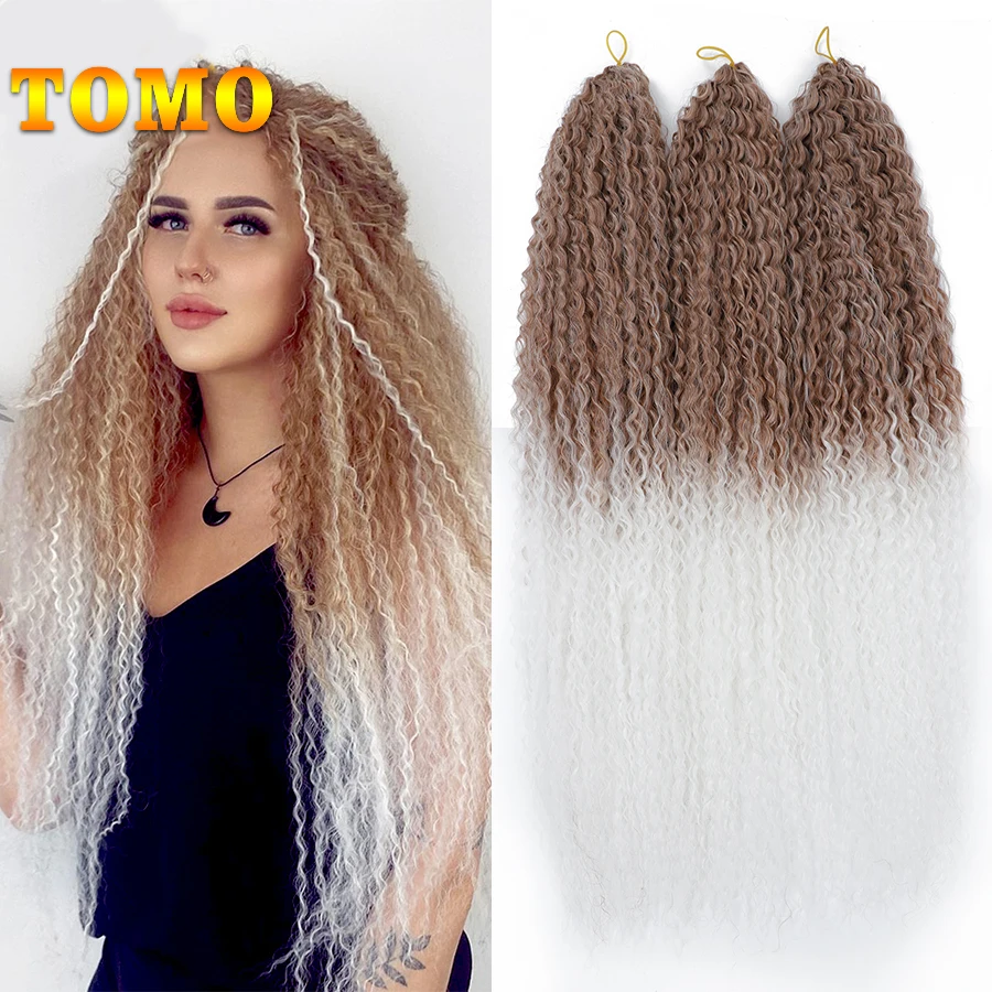 

TOMO Crochet Hair Afro Curls Braiding Hair Extensions Synthetic African Braided Hair For Braids Kinky Curly Soft Ombre Pink Blue