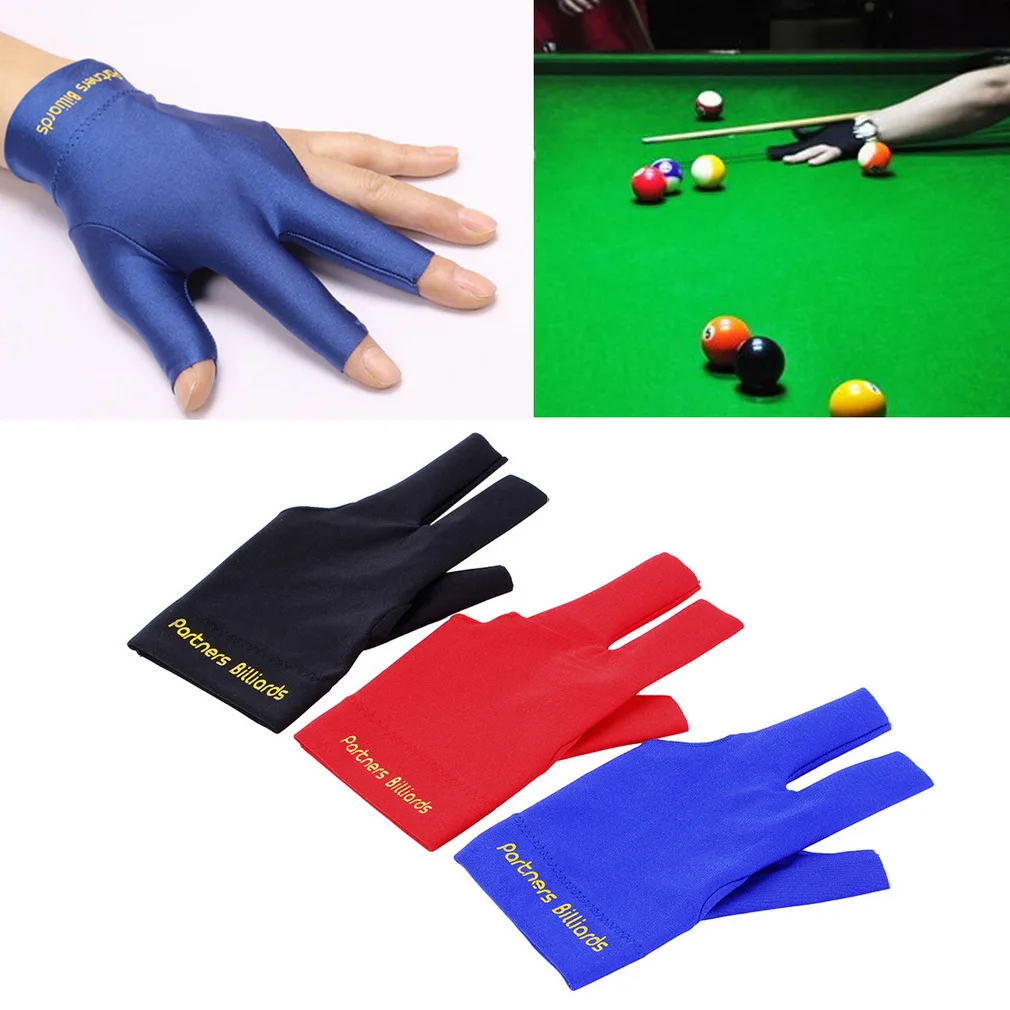 

1Pcs Three Fingers Full-Finger Snooker Pool Cue Billiard Glove for Left Hand Lycra Fabrics Embroidery Billiard Accessories