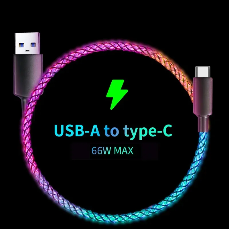 ตัวเลือกสินค้า สายชาร์จ USB-C ชาร์จเร็ว 100W RGB สำหรับมือถือและโน้ตบุ๊ก