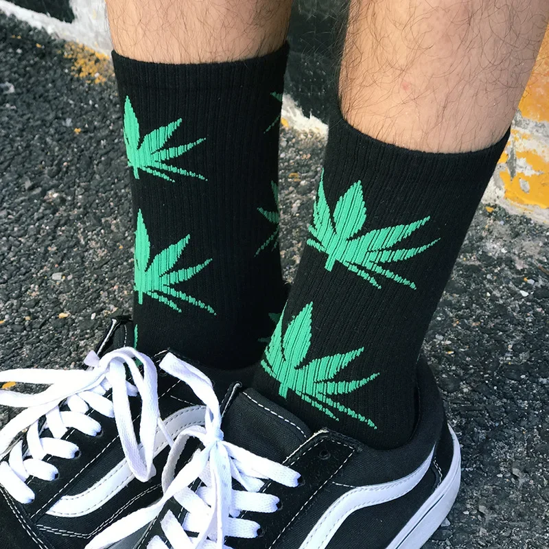 Man Fashion Cotton Socks Leaf Maple Leaves Casual Long Paragraph Hemp Weed Boat Socks Spring and Autumn cotton socks plain color boat socks boat socks casual socks