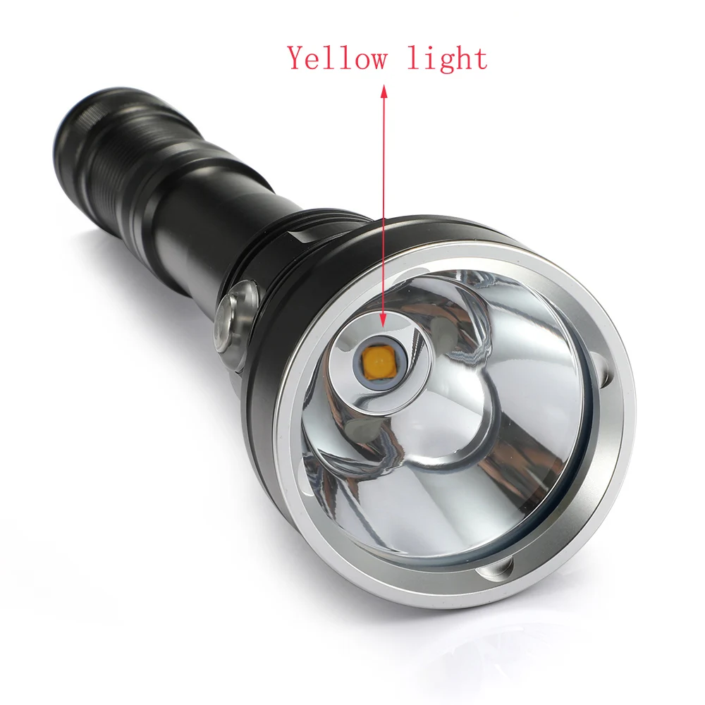 

New 6000 Lumen XHP70.2 LED Yellow/White Light Diving Flashlight Professional Underwater 150M Waterproof Torch Outdoor Dive Lamp