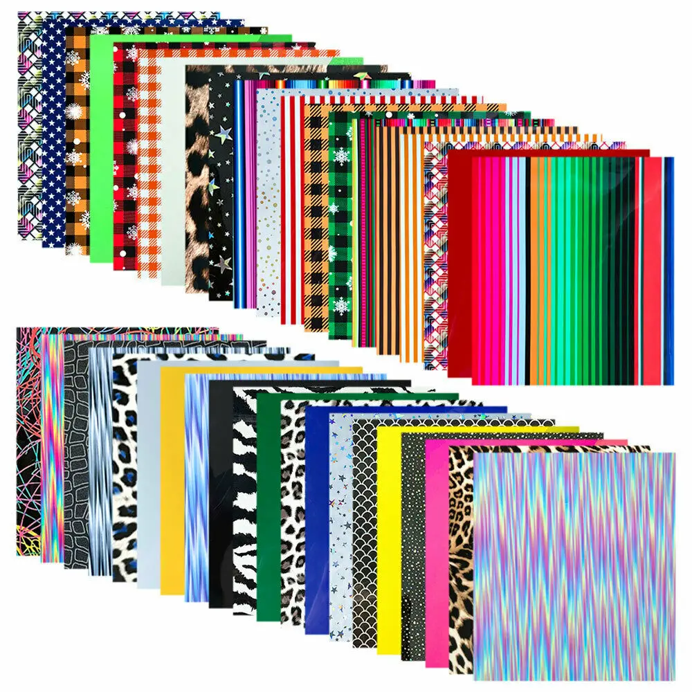 HTV Heat Transfer Vinyl 12"x10"/12"x19" Sheet 40 Colors Luminous 3D Puff Animal Pattern DIY Iron on Fabrics T-Shirts for Cut