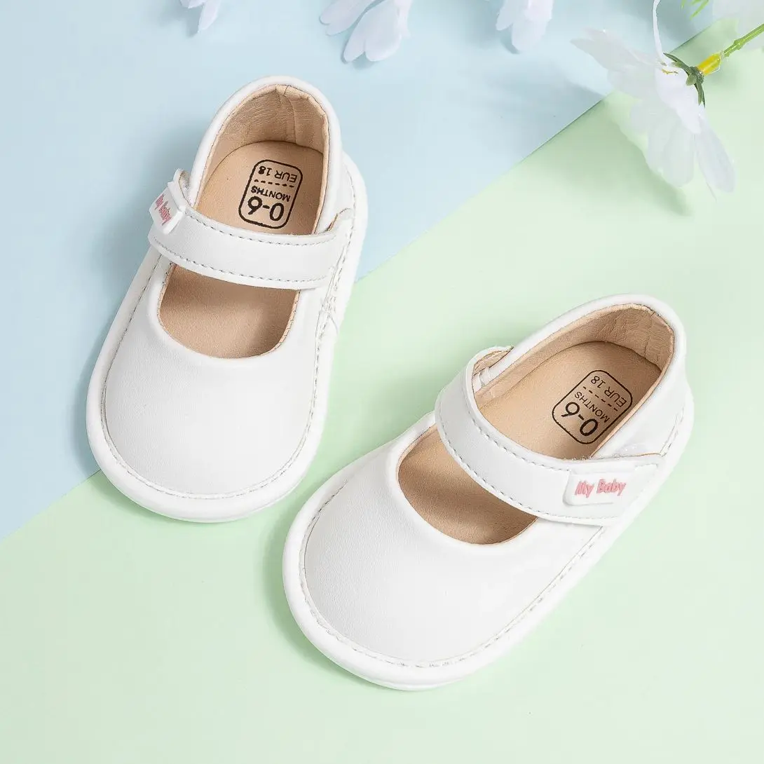 KIDSUN Fashion Black Leather Baby Shoes Girls Infant Non-Slip First Walker Crib Shoes Princess Wedding Dress Shoes Ballet Flats 2