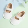 KIDSUN Fashion Black Leather Baby Shoes Girls Infant Non-Slip First Walker Crib Shoes Princess Wedding Dress Shoes Ballet Flats 2