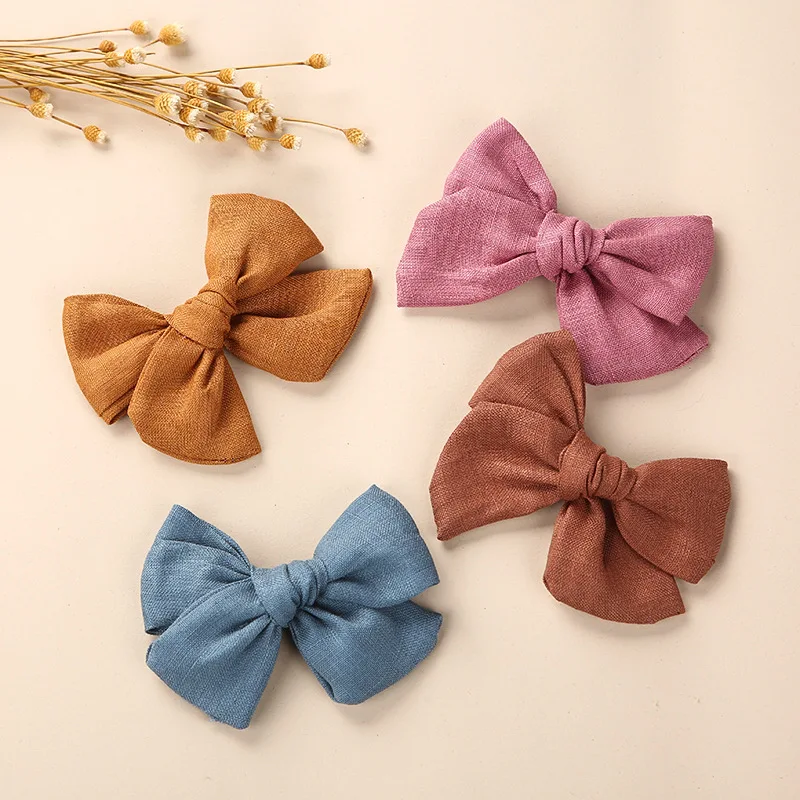 

Повязка на голову с бантом Сейлор, 38 шт./лот, 4,7 дюйма или зажимы для волос для девочек, завязанные вручную заколки для волос из хлопка и льна с бантом, Детские аксессуары для волос