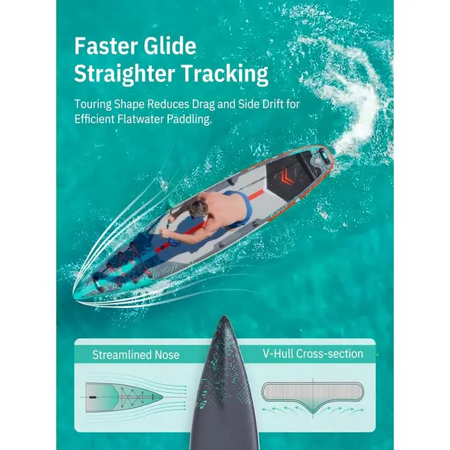 126 Paddle Board, 550LB Capacity Touring Inflatable Paddle Board with Complete SUP Accessoriesamp Kick Pad, Stable Stand up Pad