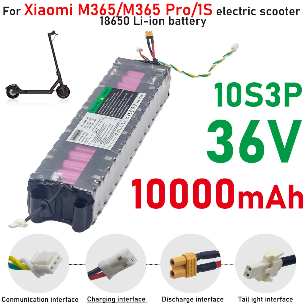 Capacità Reale 10 S3P 36V 10000Mah Batteria Ebike Batteria 18650 Batterie Agli Ioni Di Litio Per Xiaomi M365 M365 Pro 1S Scooter Elettrico