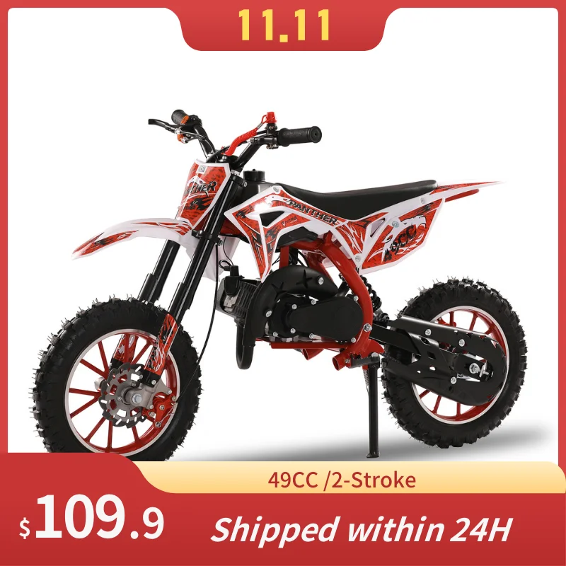 49cc 2 Stroke Kids Motorcycle Dirt Bike Gas Power Motocross Off Road Mini Motorcycle Pocket Motorbike Disc Brakes, Racin