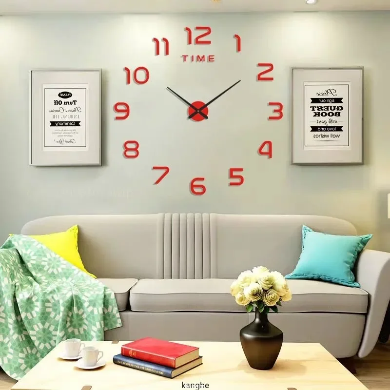 Modern Design Large Wall Clock 2D DIY Quartz Clock Fashion Watch Acrylic Mirror Stickers Living Room Home Decoration wall clock