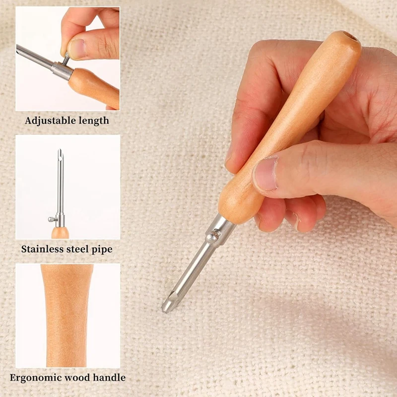 Punch Needle Tool 5 Pcs Punch Needle Kit Metal Threader Set 2.5/3.5/5Mm