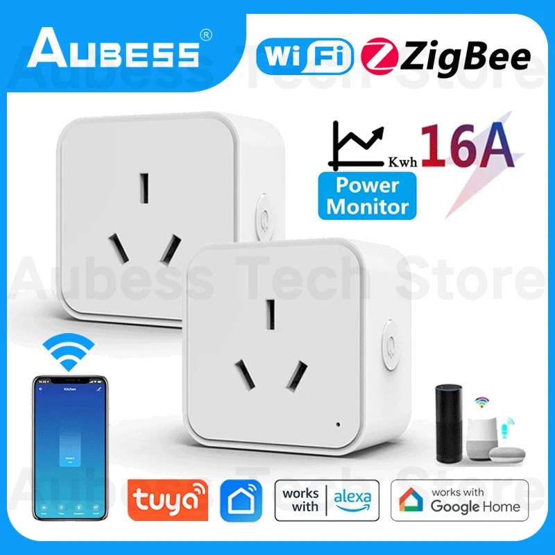 AUBESS AU Australia ZigBee/WiFi Smart Plug Tuya Smart Home Socket Power Strip, Compatible With