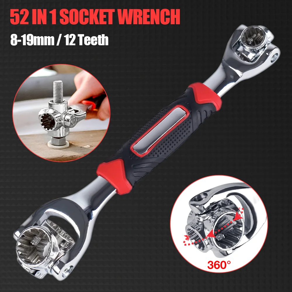 1pc 360° Rotation Double Head Wrench 52 In 1 Multi-tool Wrench 8-19mm Universal Socket Wrench Hand Tool For Furniture/Car Repair