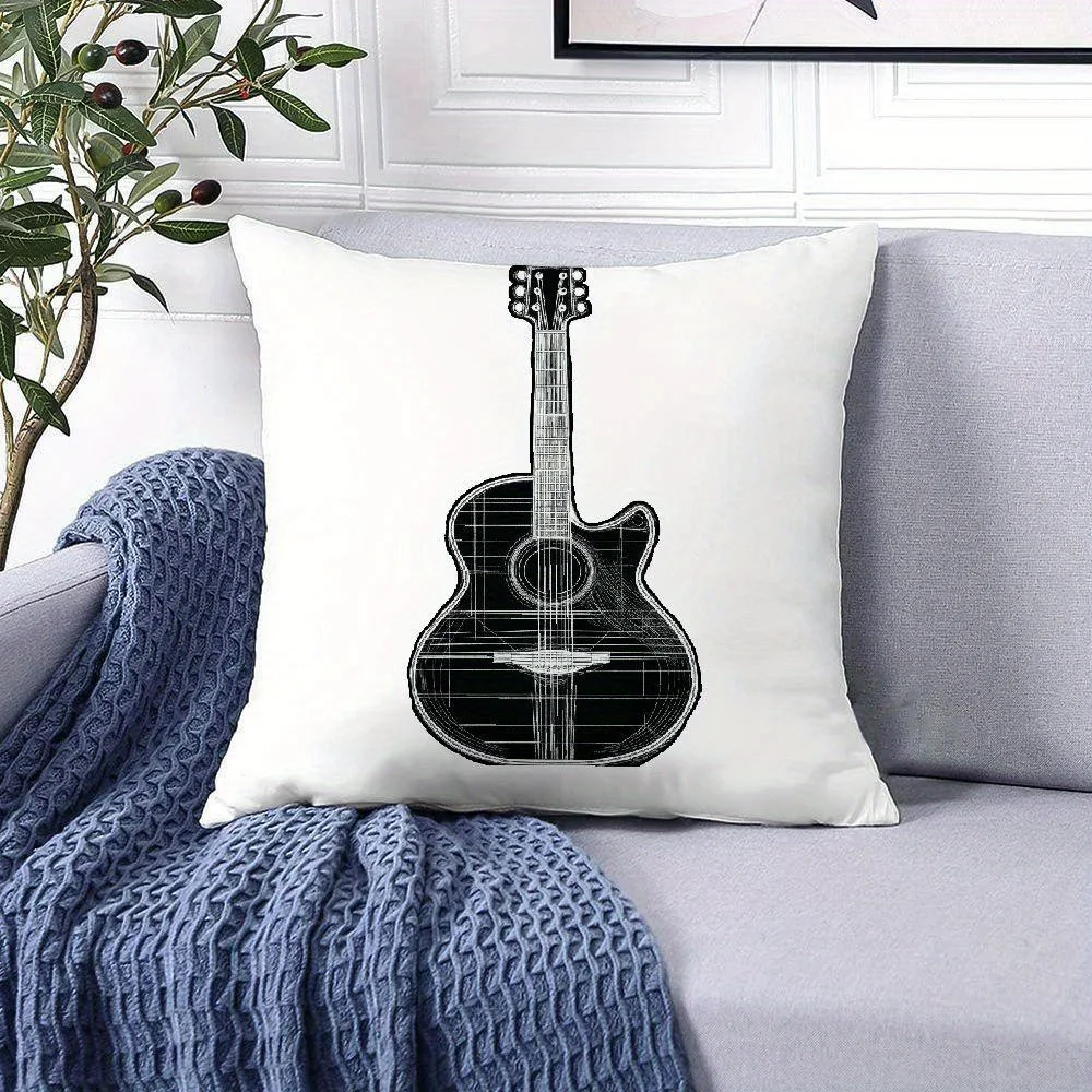 Guitar Sketch Pillow - Modern Home Decor, Adds Musical Charm, Artistic Style, and Creative Inspiration to Your Living Space 4