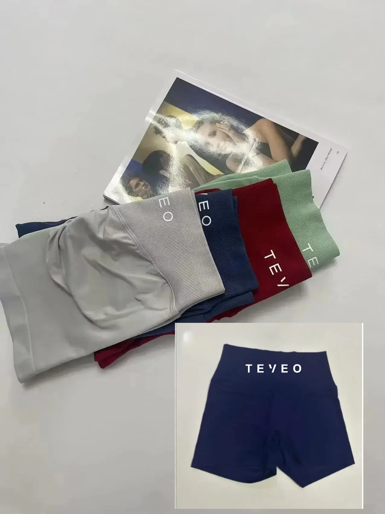 TEVEO New Navy Blue Leggings Seamless Yoga Pants High Quality Ribbed Fitness Pants High Stretch Fitness