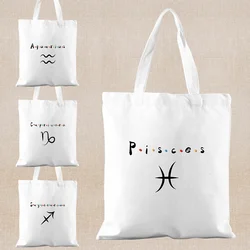 Constellation Printing Tote Bags Casual Shopping Bag All-match Canvas Shoulder Bags Women Shopper Handbag Eco Reusable Cloth Bag