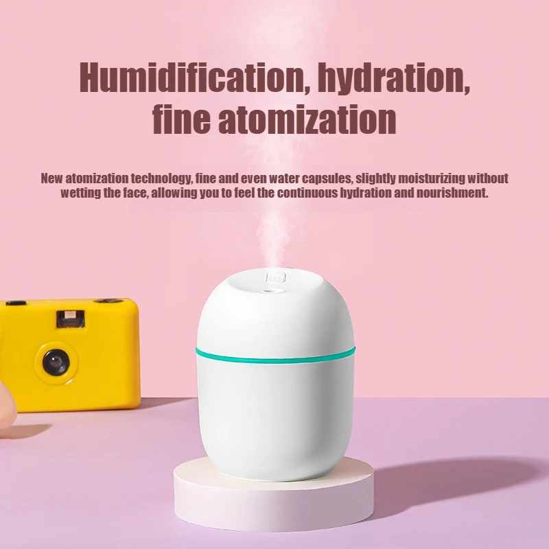 220ML USB 미니 가습기 아로마 에센셜 오일 디퓨저 가정용 차량용 초음파 무음 미스트 메이커 디퓨저 LED 컬러 램프 포함