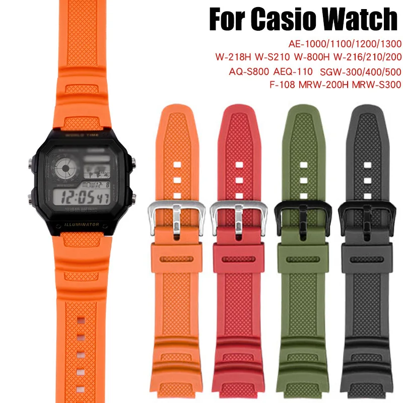 Cinturino In Gomma Da 18Mm Per Cinturino Casio Aq-S810W S800W Sgw-300H/400H/500H Mrw-200H Ae-1000W Ae-1300/1200 W-S200H/800H/216H/735H